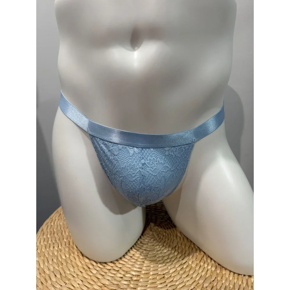 Cosabella NSN Men's Italian Lace Thong Aasmani Blue Designer Underwear size M